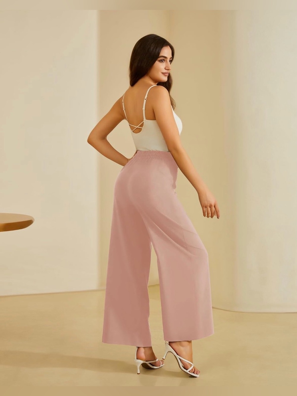 A545Women's Wide Leg Pants in Blush Pink Large NWT - Picture 4 of 5